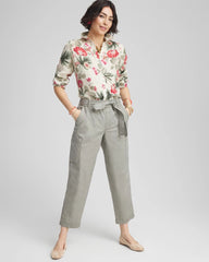 Chico's Clothing Poplin Pull-On Tapered-Leg Cropped Pants