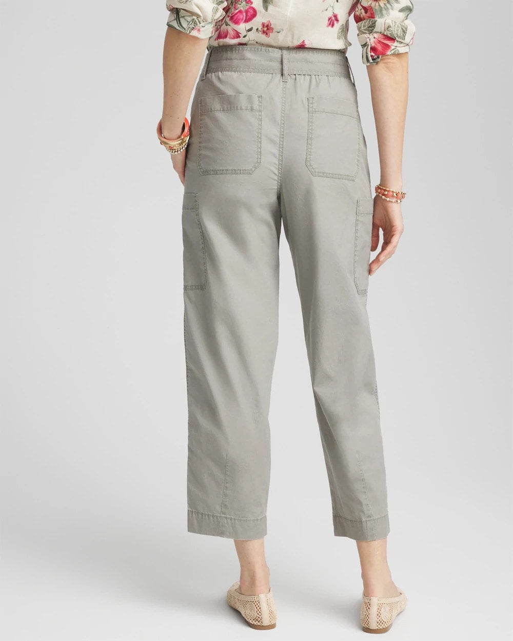 Chico's Clothing Poplin Pull-On Tapered-Leg Cropped Pants