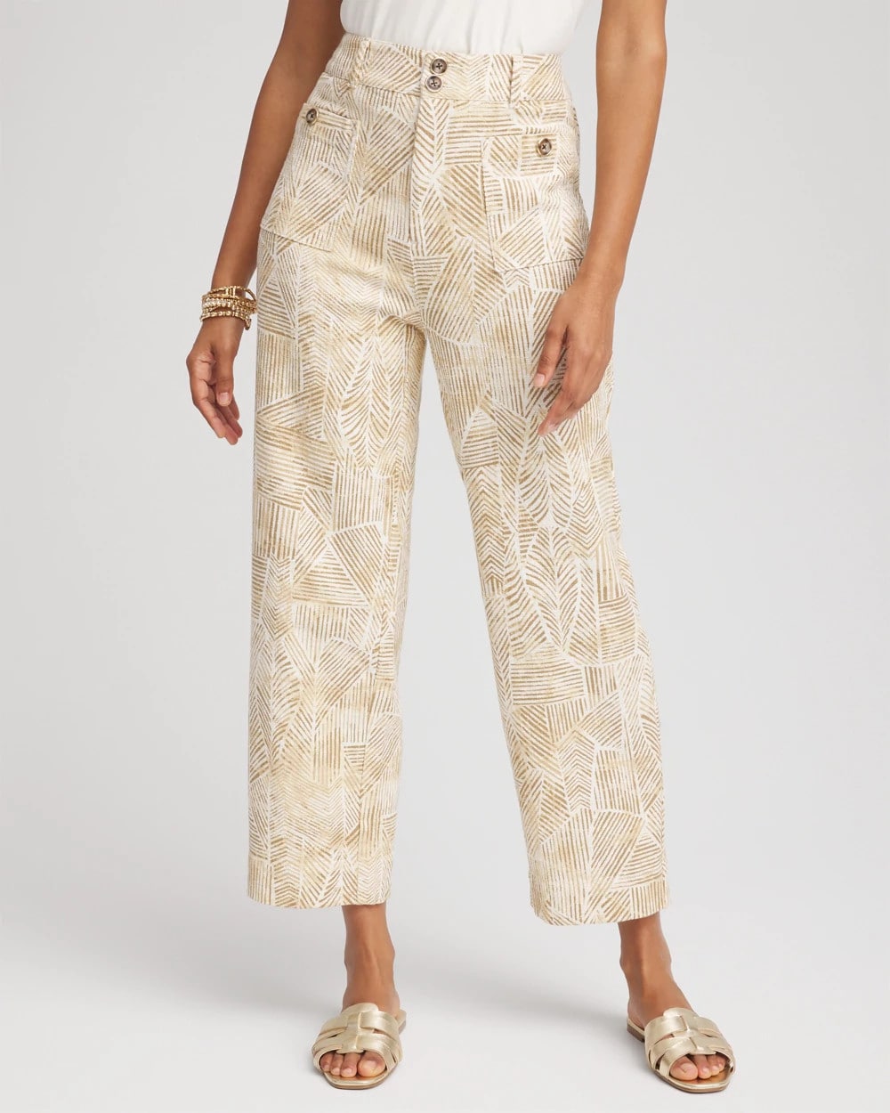 Chico's Clothing Printed Cropped Straight-Leg Pants
