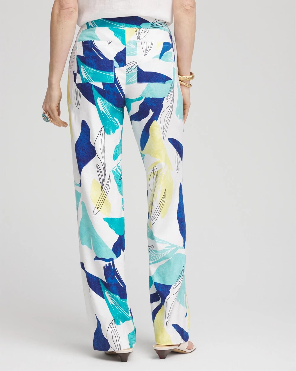 Chico's Clothing Tropical Linen Stretch Relaxed Pants