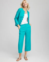 Chico's Clothing Linen Scallop Hem Crop Pants