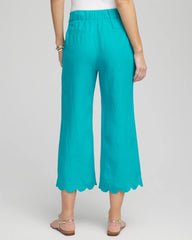 Chico's Clothing Linen Scallop Hem Crop Pants