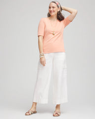 Chico's Clothing Linen Cargo Wide-Leg Cropped Pants