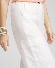 Chico's Clothing Linen Cargo Wide-Leg Cropped Pants