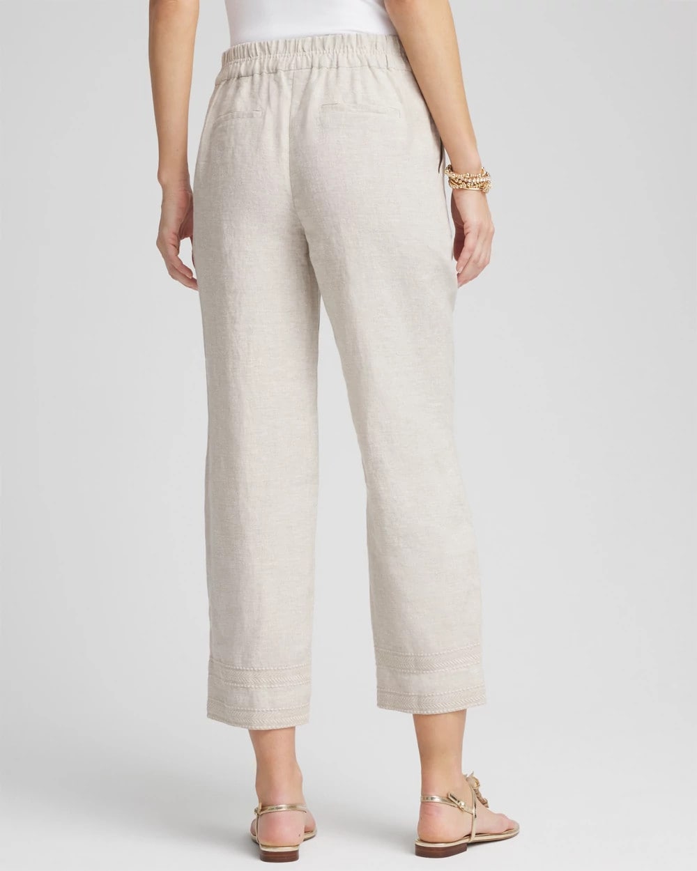 Chico's Clothing Linen Pull On Waist Cropped Pants