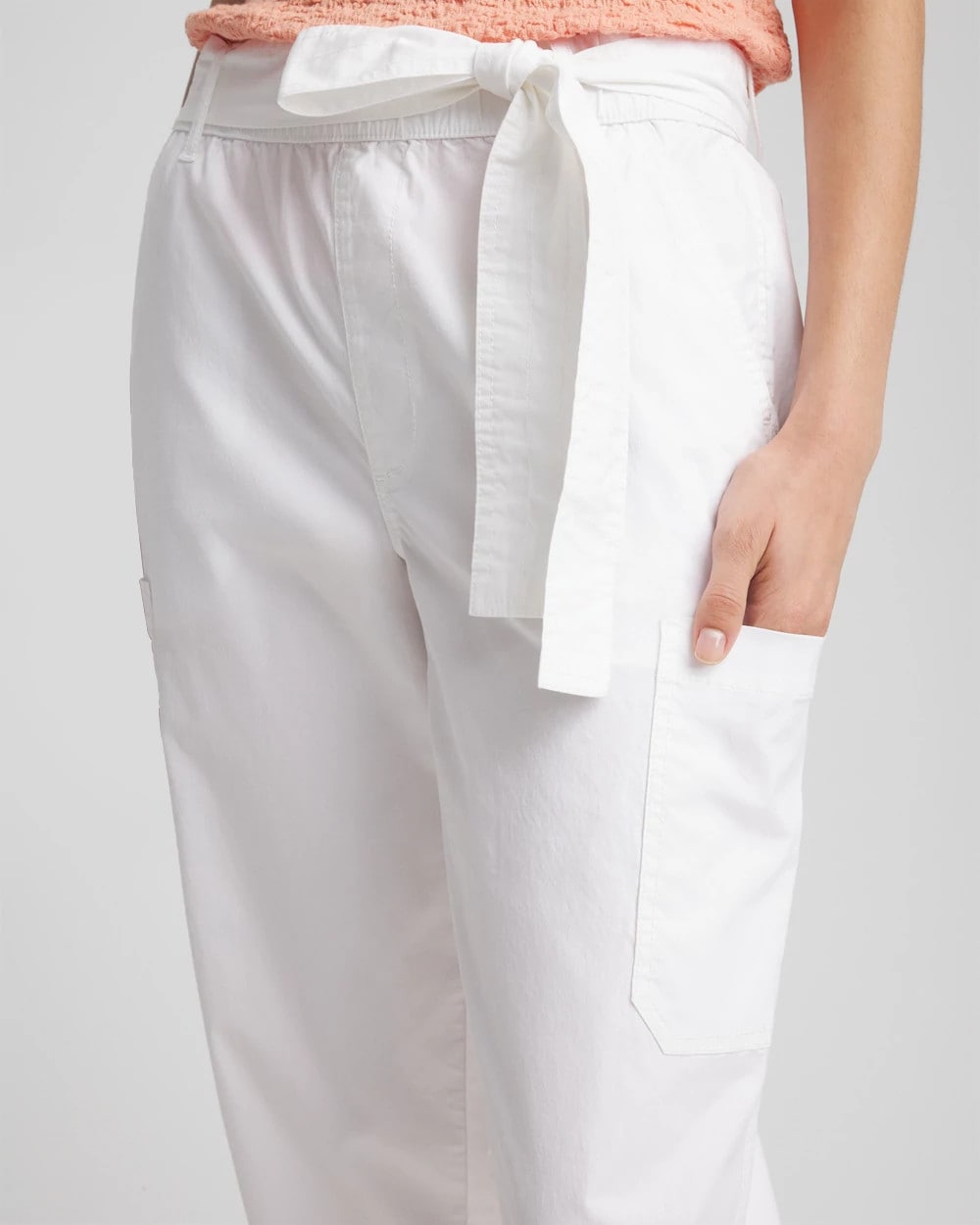 Chico's Clothing Poplin Pull-On Tapered-Leg Cropped Pants