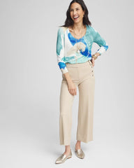 Chico's Clothing Button Knit Twill Cropped Pants