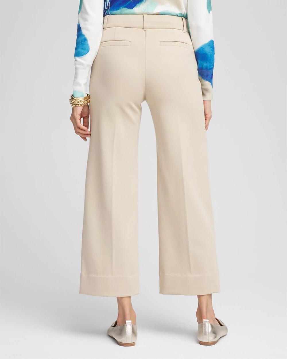 Chico's Clothing Button Knit Twill Cropped Pants