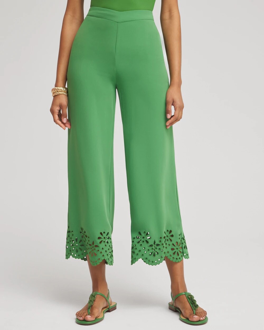 Chico's Clothing Satin Eyelet Hem Culottes