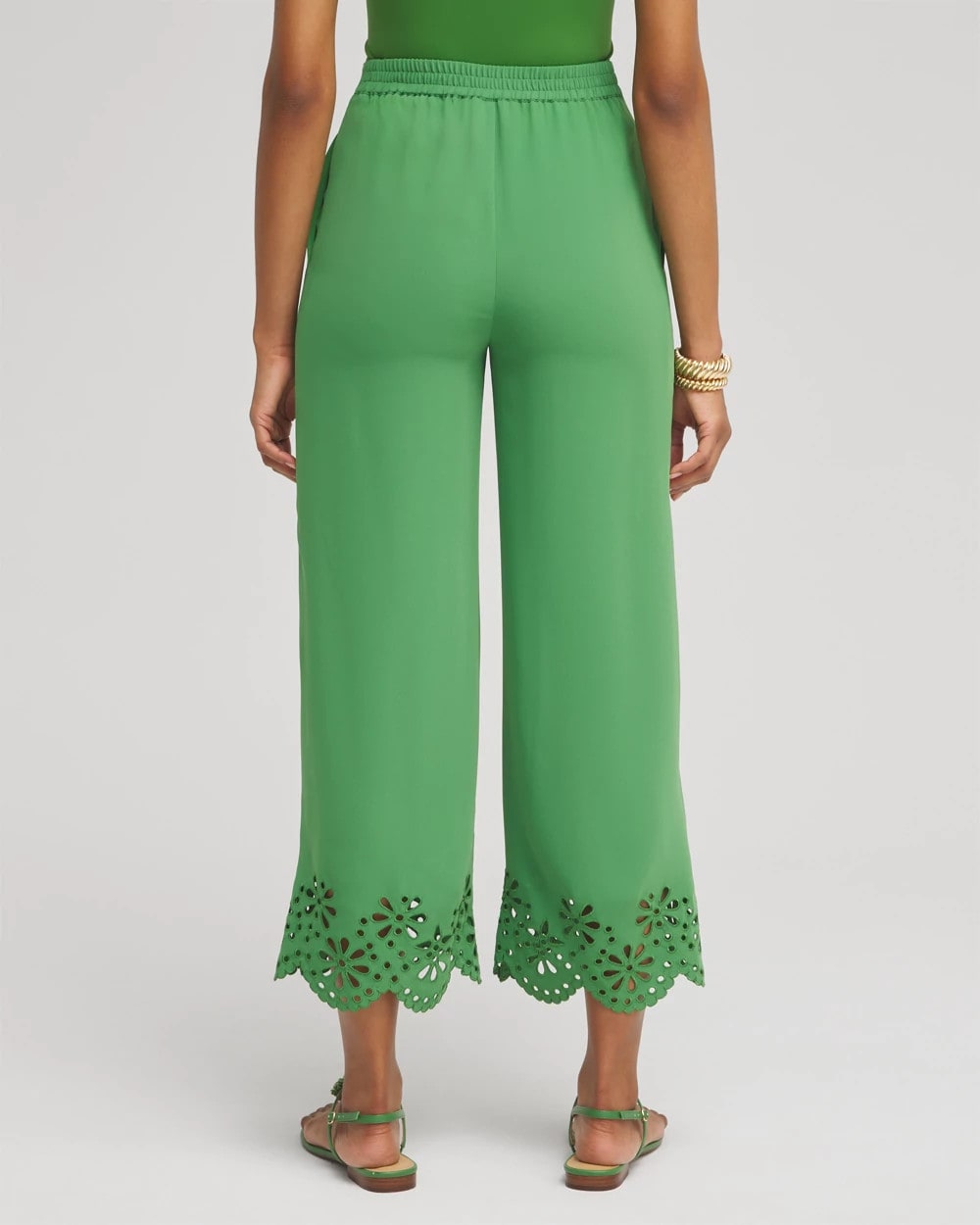 Chico's Clothing Satin Eyelet Hem Culottes