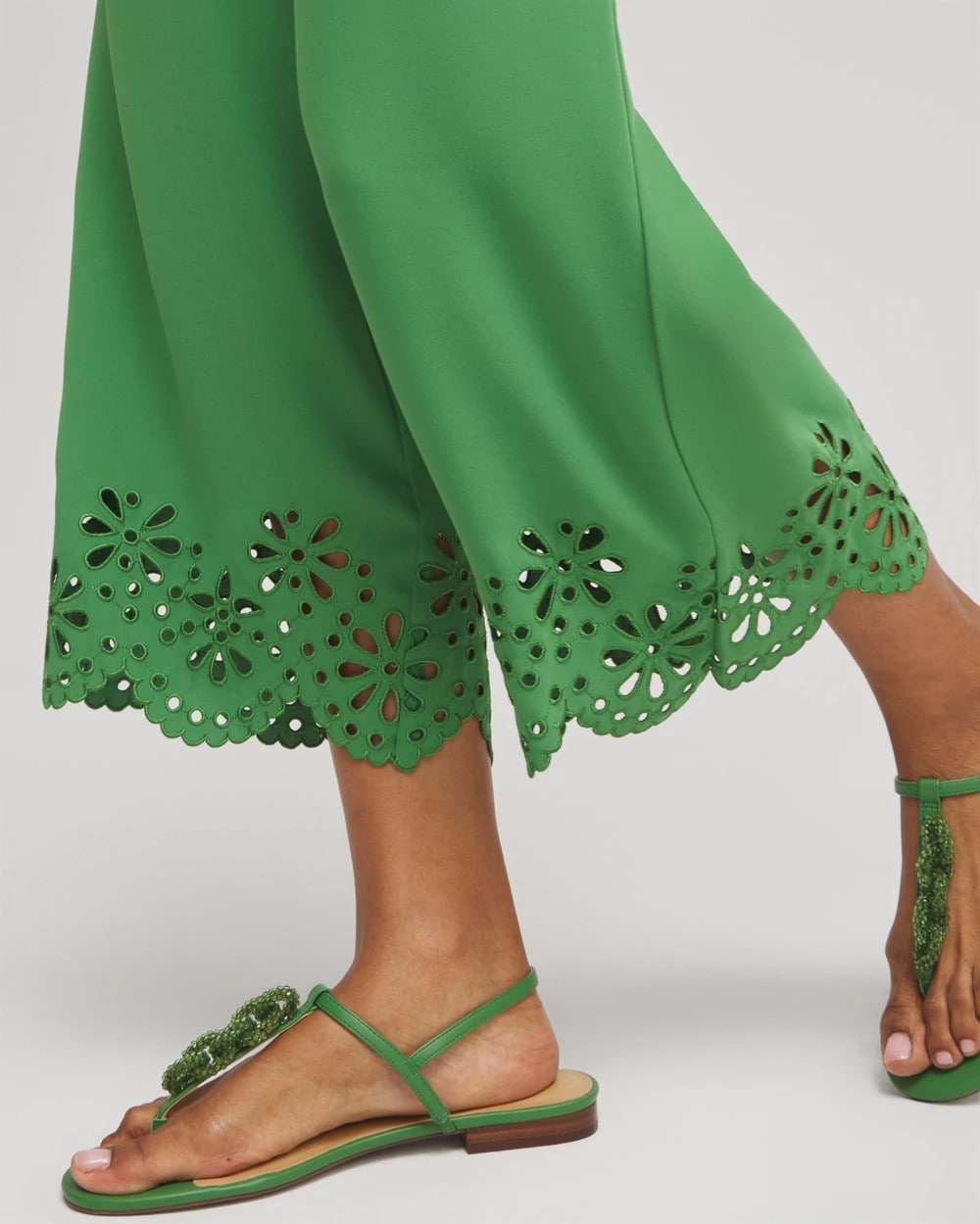 Chico's Clothing Satin Eyelet Hem Culottes
