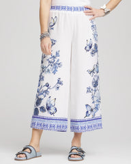 Chico's Clothing Butterfly Pull-On Linen Cropped Pants