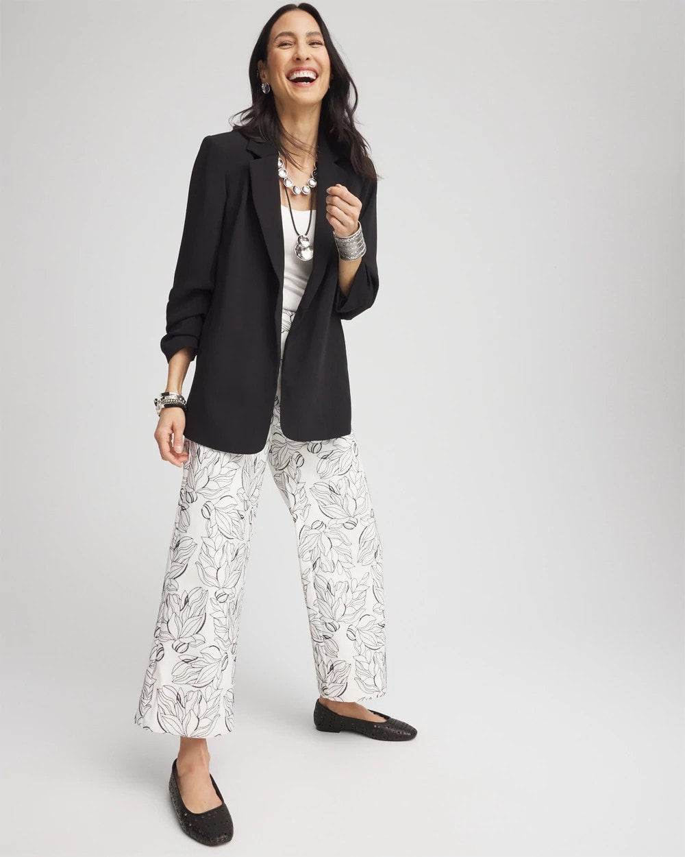 Chico's Clothing Brigitte™ Floral Embroidered Wide-Leg Cropped Pants