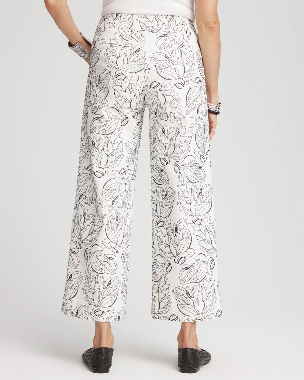 Chico's Clothing Brigitte™ Floral Embroidered Wide-Leg Cropped Pants