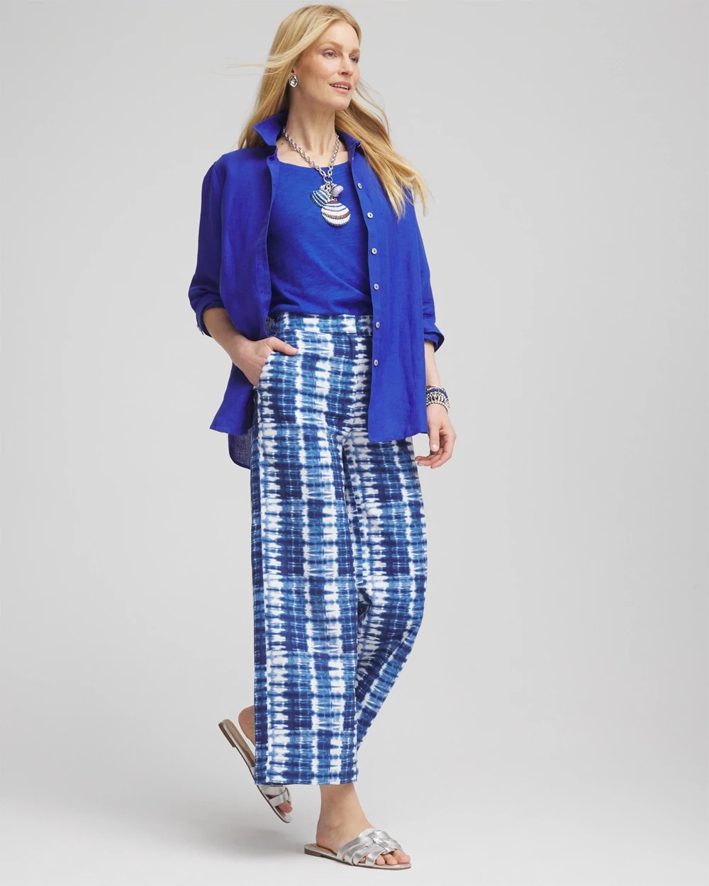 Chico's Clothing Tie-Dye Linen Cropped Pants