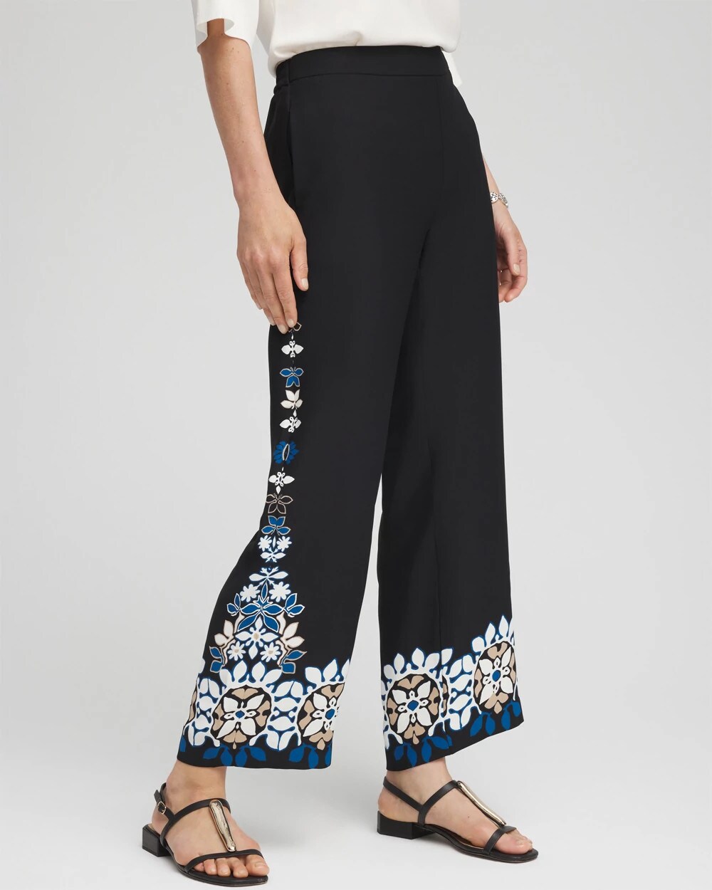 Chico's Clothing Placed Floral Print Soft Cropped Pants