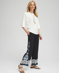 Chico's Clothing Placed Floral Print Soft Cropped Pants