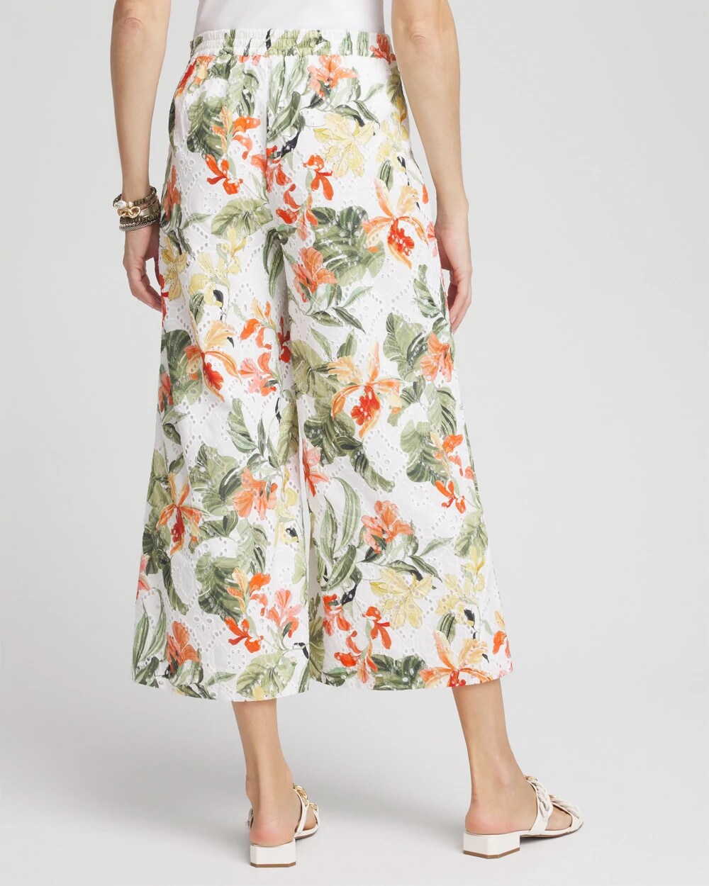 Chico's Clothing Floral Eyelet Culotte Pants