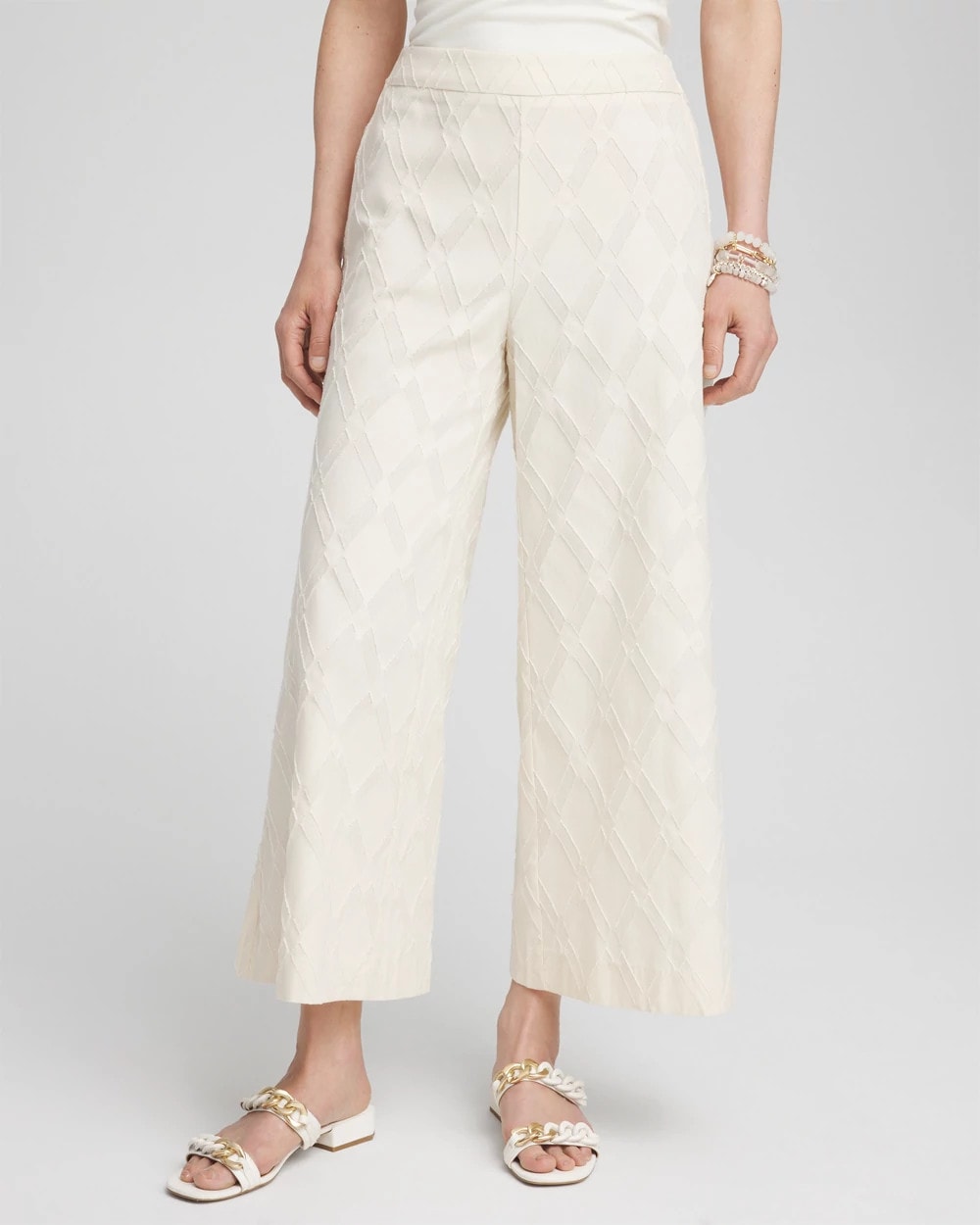 Chico's Clothing Textured Wide Leg Cropped Pants