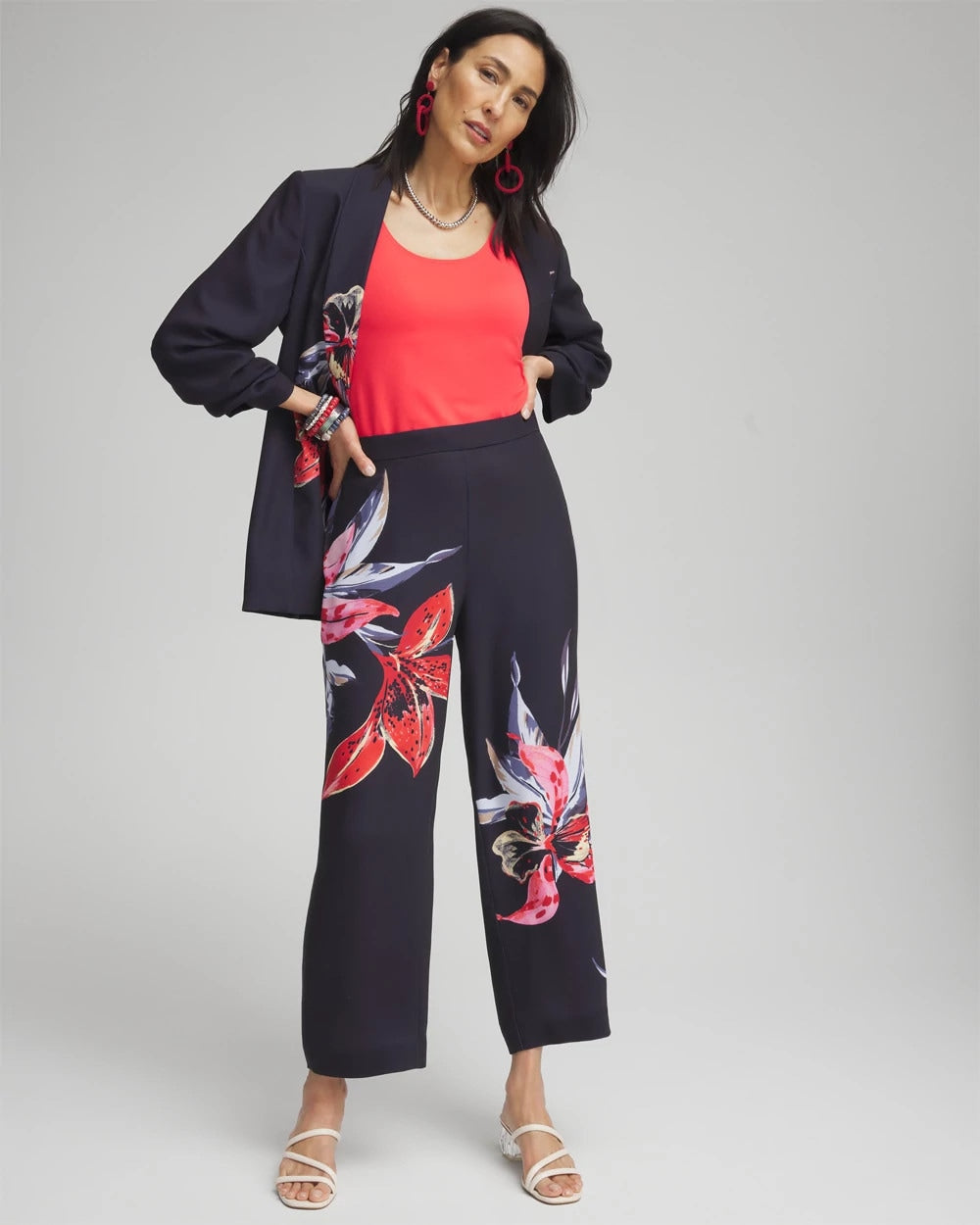 Chico's Clothing Floral Print Soft Cropped Pants