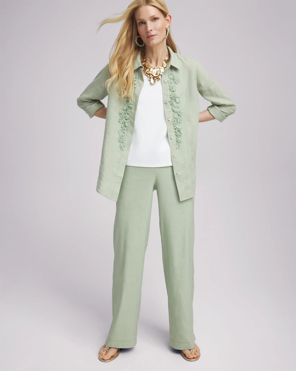 Chico's Clothing Linen Stretch Relaxed Pants