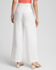 Chico's Clothing Belted Pleated Wide-Leg Linen Pants