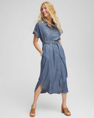 Chico's Clothing Denim Tie  Midi Shirtdress