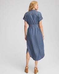 Chico's Clothing Denim Tie  Midi Shirtdress