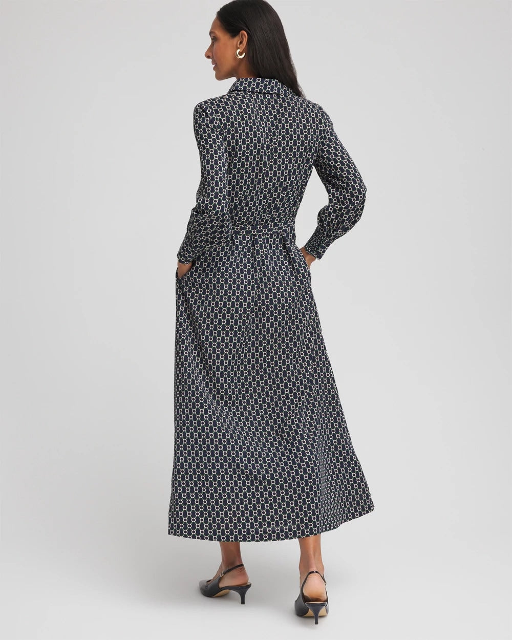 Chico's Clothing Chain Print Maxi Shirtdress