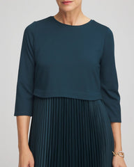 Chico's Clothing Satin-Knit Pleated Midi Dress