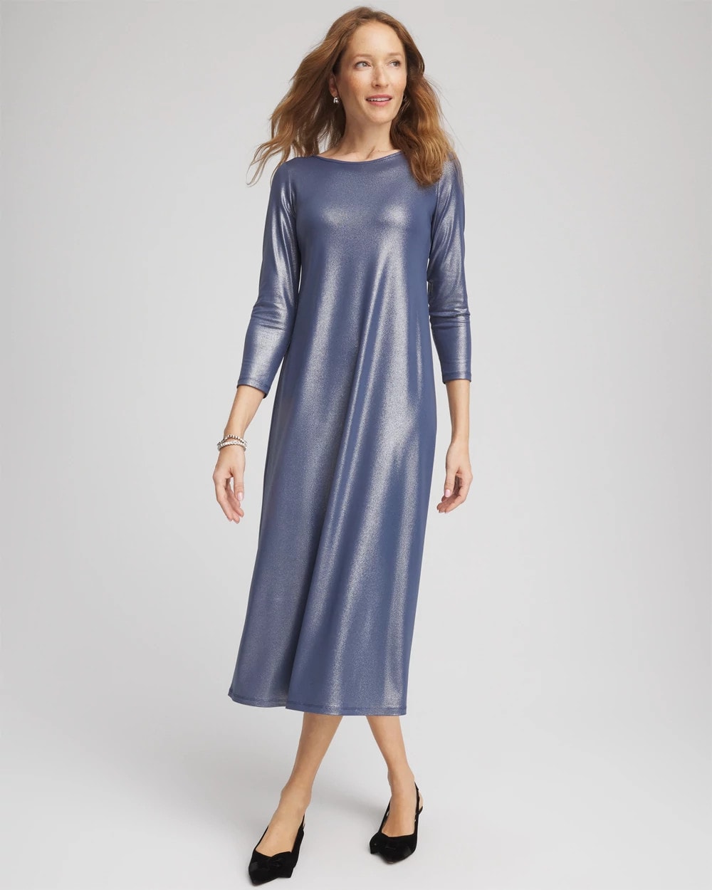Chico's Clothing Foiled Jersey Knit Maxi Dress