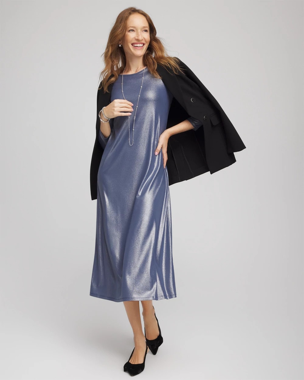 Chico's Clothing Foiled Jersey Knit Maxi Dress