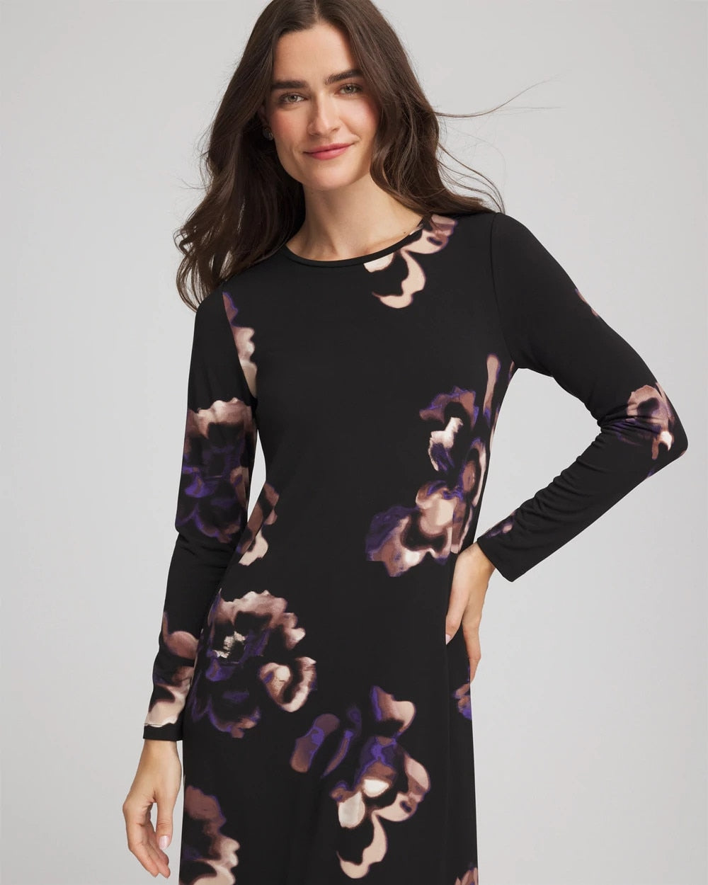 Chico's Clothing Floral Boatneck Column Maxi Dress