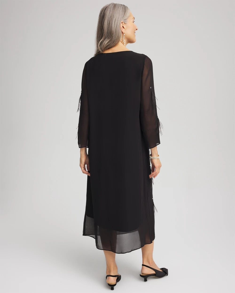 Chico's Clothing Feathered Georgette Popover Dress