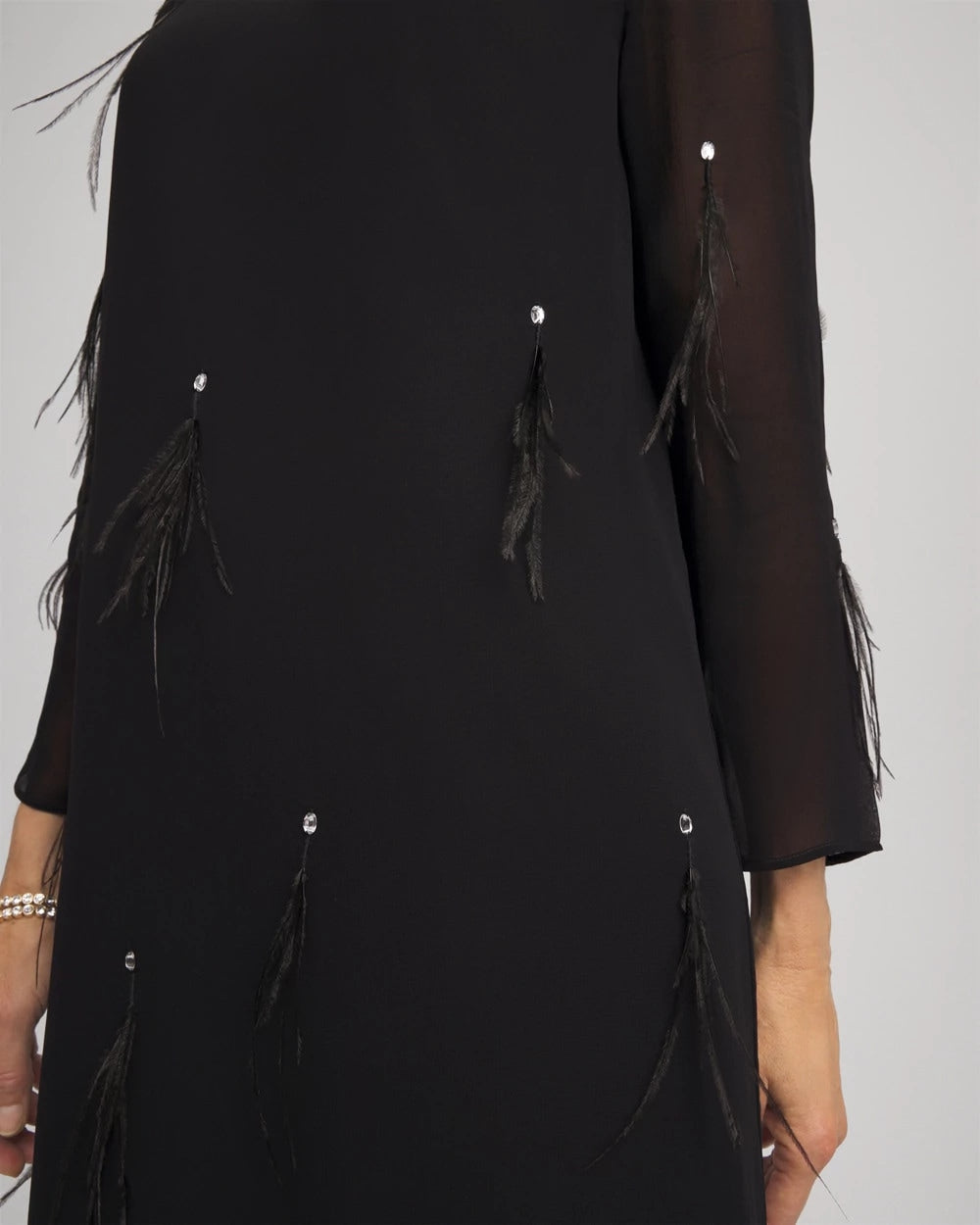 Chico's Clothing Feathered Georgette Popover Dress