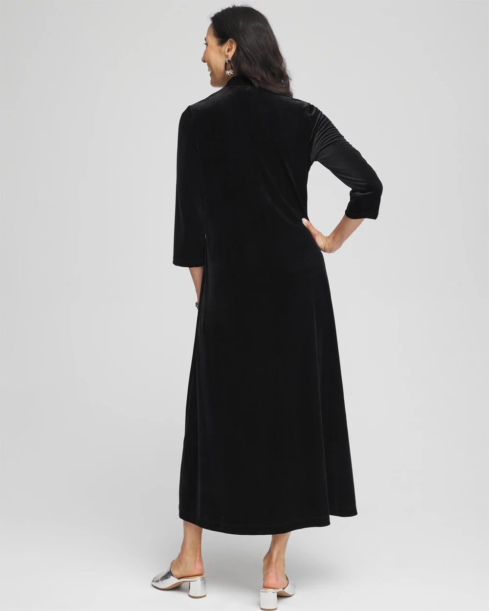 Chico's Clothing V-Neck Velour Midi Dress