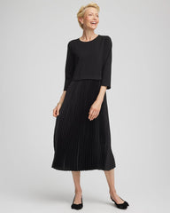 Chico's Clothing Satin-Knit Pleated Maxi Dress