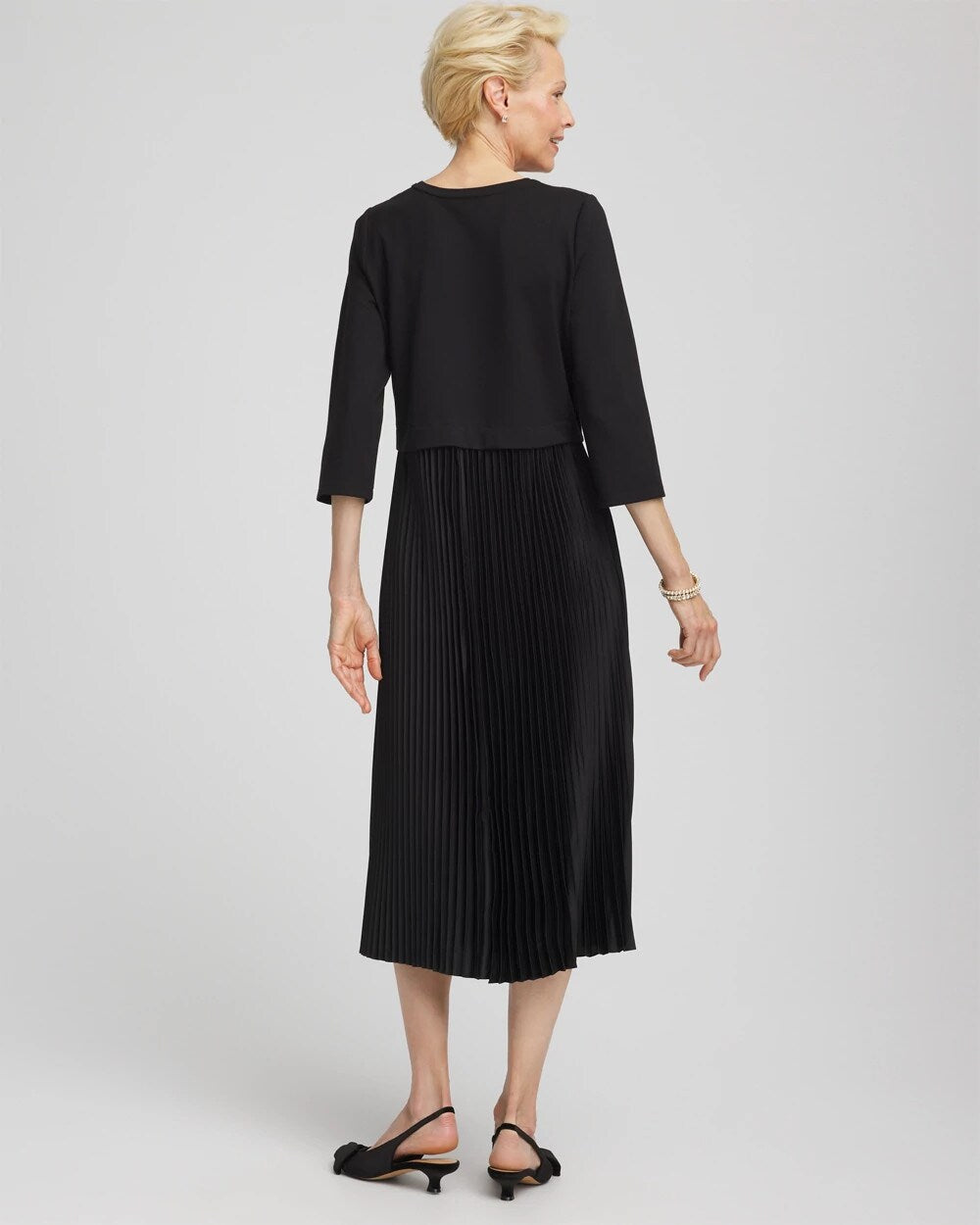 Chico's Clothing Satin-Knit Pleated Maxi Dress