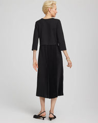 Chico's Clothing Satin-Knit Pleated Maxi Dress