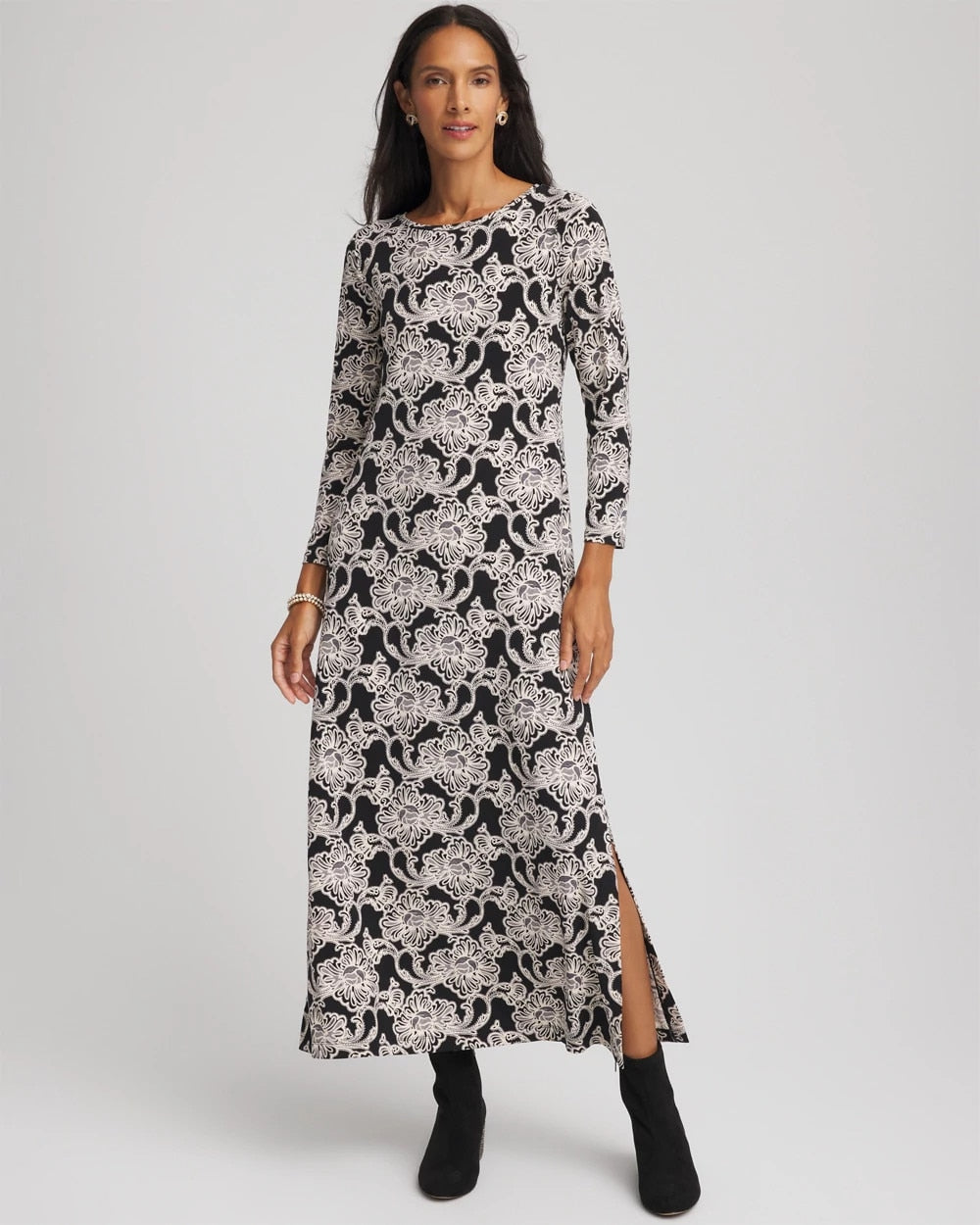 Chico's Clothing Printed Jersey Knit Maxi Dress
