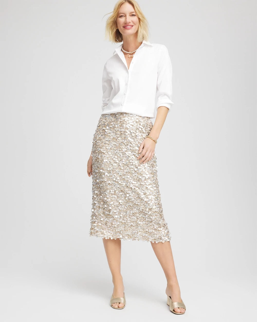 Chico's Clothing Sequins Party Pencil Skirt