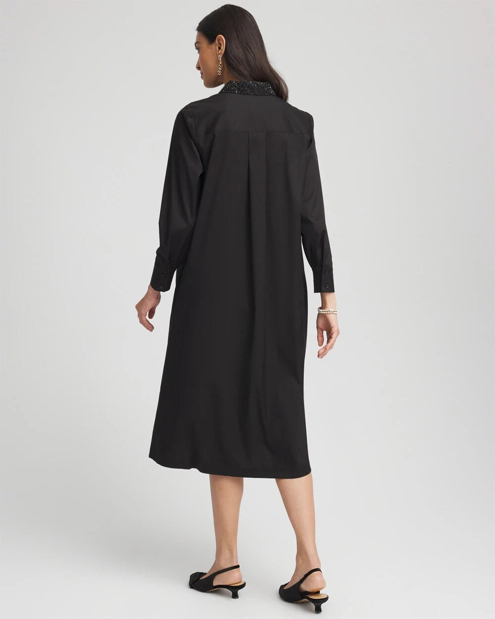 Chico's Clothing Sequin Collar Midi Shirtdress