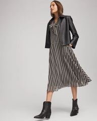 Chico's Clothing Chiffon Clip-Dot Tie-Neck Dress