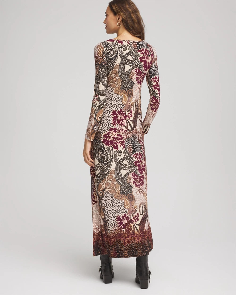 Chico's Clothing Patchwork Boatneck Column Maxi Dress
