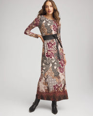 Chico's Clothing Patchwork Boatneck Column Maxi Dress