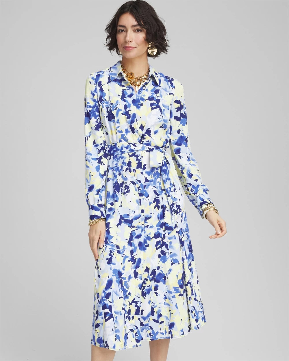 Chico's Clothing Floral Midi Shirtdress