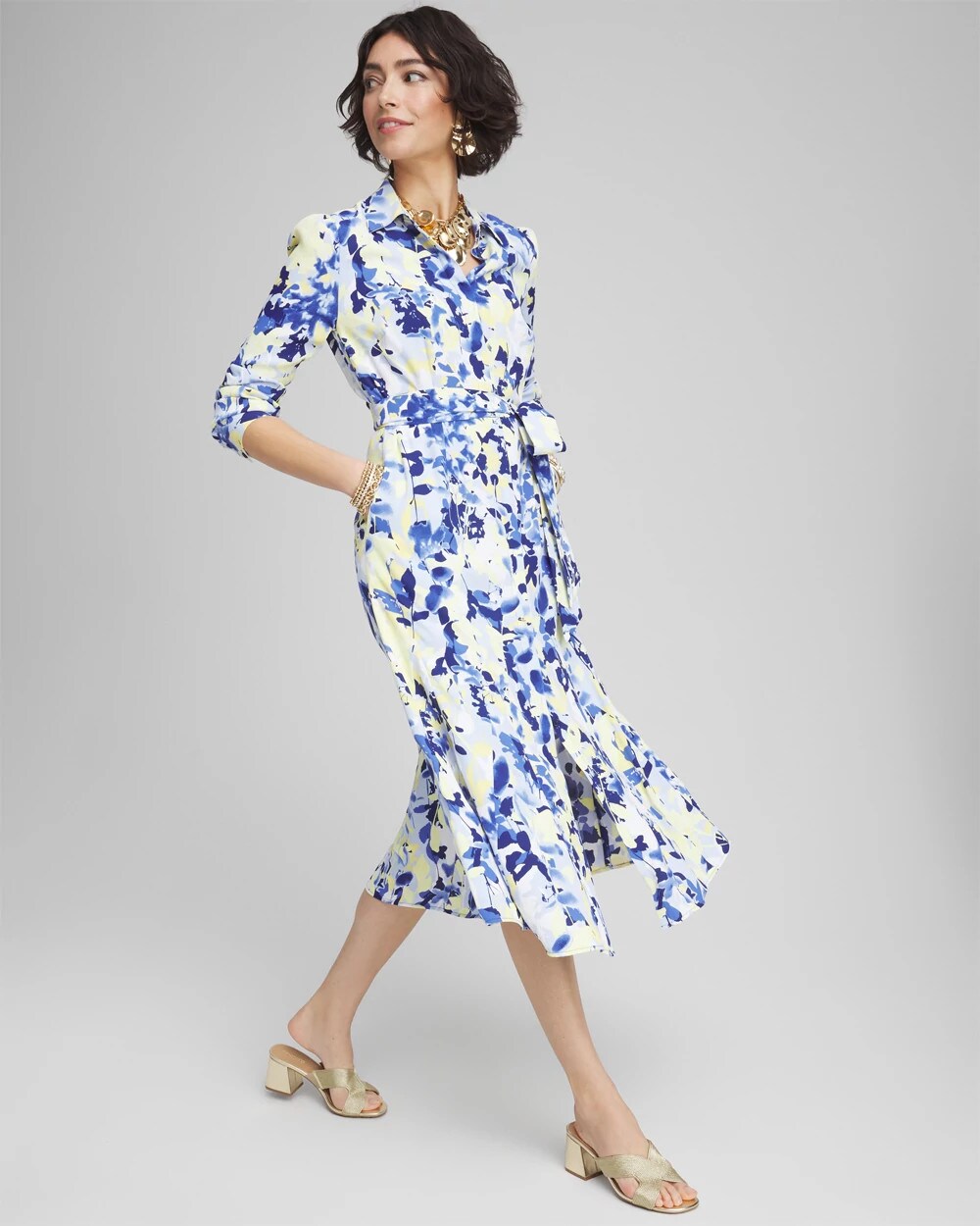 Chico's Clothing Floral Midi Shirtdress