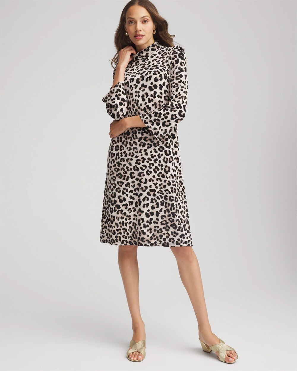 Chico's Clothing Travelers™ Animal-Print Mockneck Midi Dress