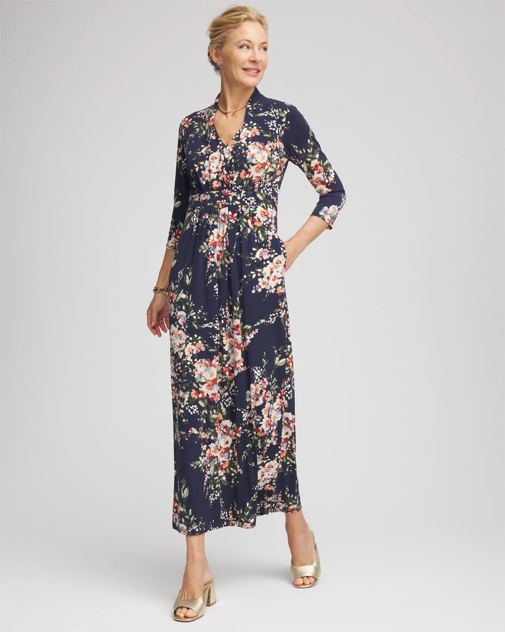 Chico's Clothing Knit Pleated Maxi Dress