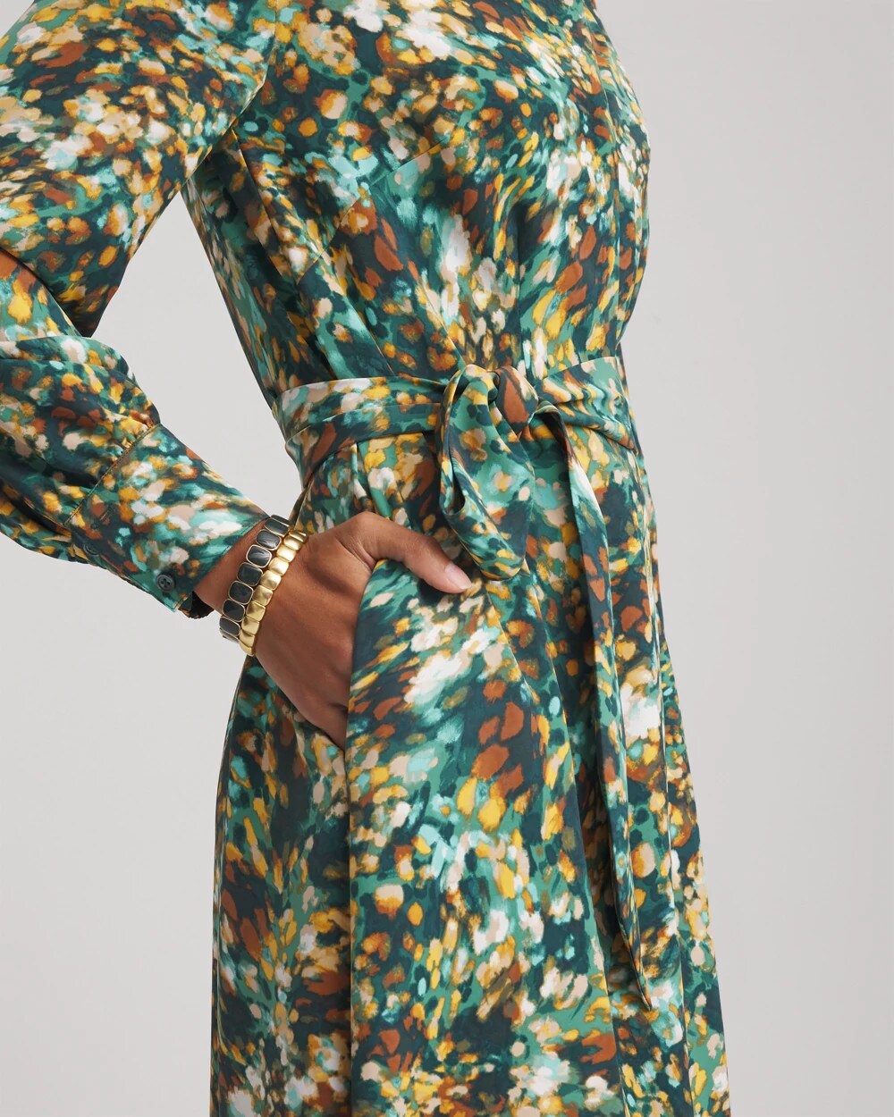 Chico's Clothing Printed Long-Sleeved Shirtdress